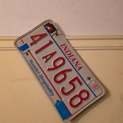 Vintage metal USA license plate used