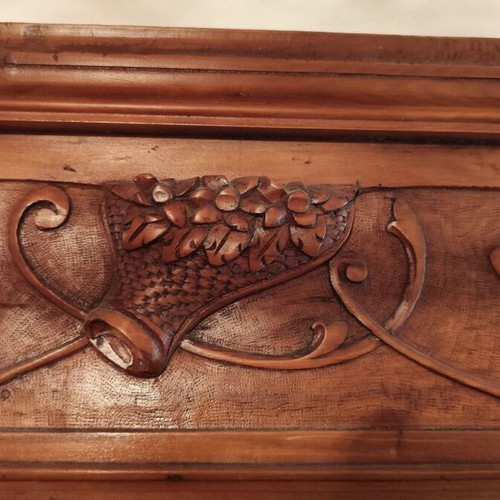 Antique portmanteau used with Art Nouveau mirror