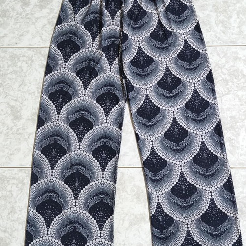 Swim fabric palazzo pants like new, dark blue-white, size M-L