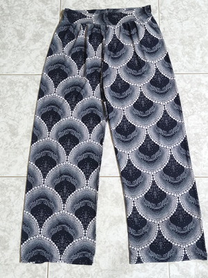 Swim fabric palazzo pants like new, dark blue-white, size M-L