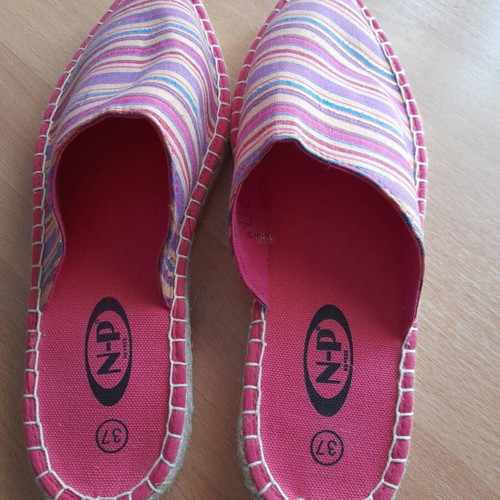 Women's striped multicolor espadrille mules new, size 37