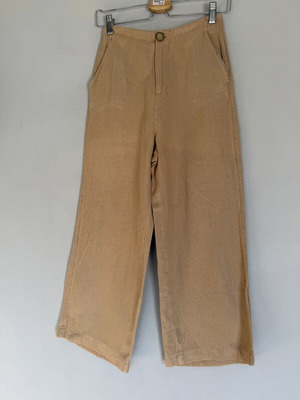 Stradivarius beige linen-look high-waisted pants XXS like new