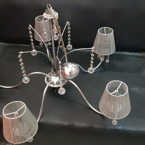 Silver 5-Light Chandelier used with lampshades
