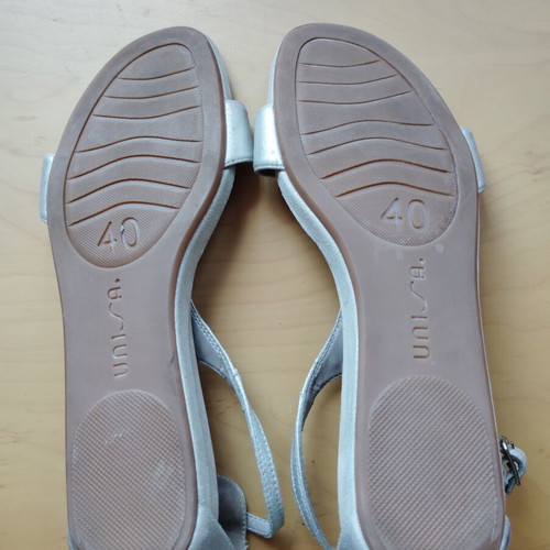 Unisa silver women's sandals size 40 used, genuine leather
