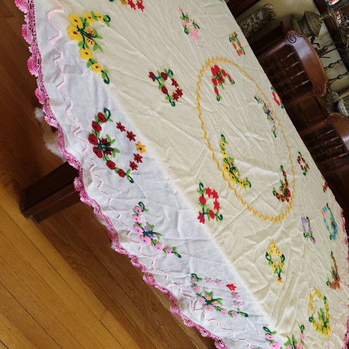 Handmade tablecloth 180 diameter like new