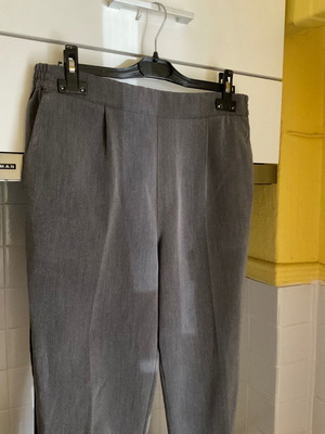 Gray office fabric pants with black stripe, size large