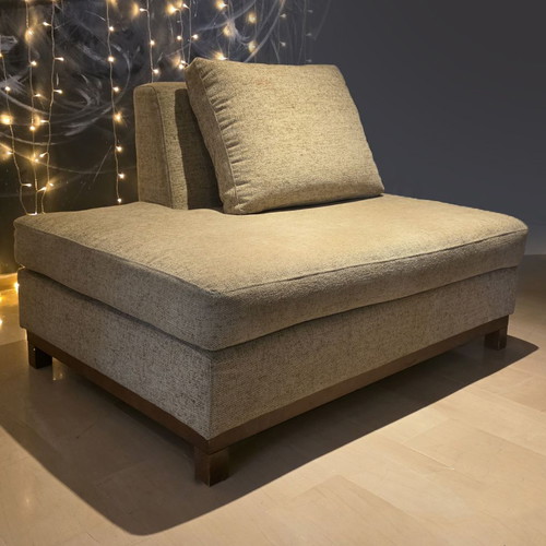 Chaise Longue beige used, 120x88cm with wooden base