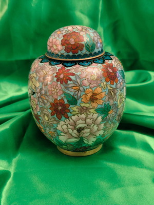 Κινέζικο Βάζο Cloisonné "Thousand Flowers" με καπάκι σαν καινούργιο
