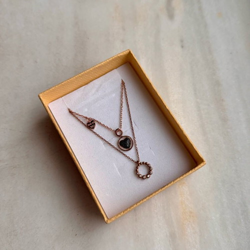 Necklace set used, 925 silver with rose gold plating