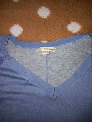 DKNY thin knitted men's shirt like new, gray and blue