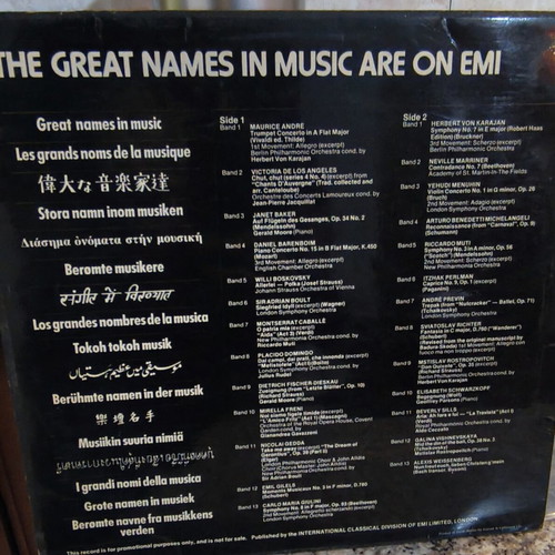 Great Names In Music vinyl like new