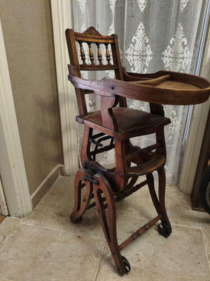 Wooden antique child seat used
