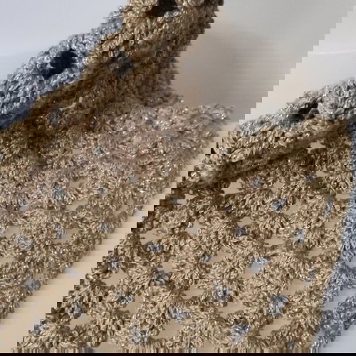 Ανοιξιάτικη γιακάς-μαντήλι από βαμβάκι και λάμε νέος, μπεζ