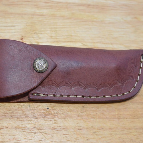 Mushroom Handmade Stainless Steel Folding Knife New with Leather Sheath