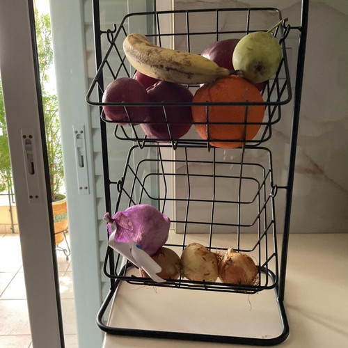 Double metal fruit and vegetable basket, like new, modern minimal
