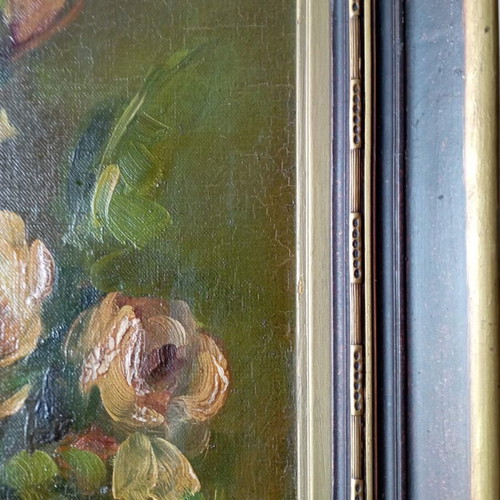 Authentic oil painting paste technique new with wooden frame