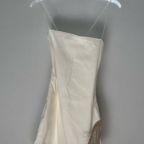 Oh Polly mini white dress with strass used, size S