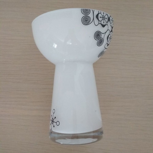 IKEA decorative vase vintage, like new, white milk glass with black patterns