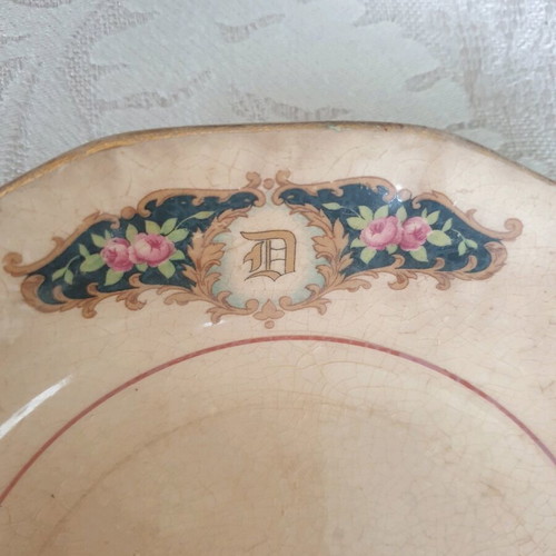 English porcelain plates refurbished, pack of 2, pre-war with damages