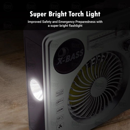 USB Rechargeable Fan Radio 500-3116 New