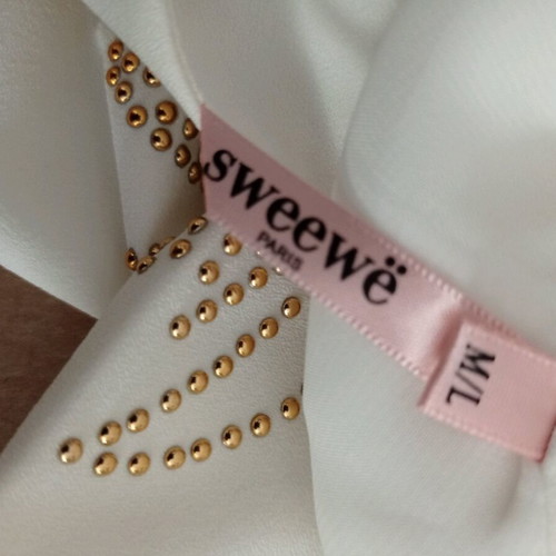 Sweewe blouse white like new with gold details size L