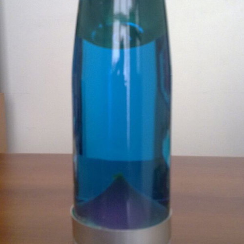 Φωτιστικό Lava lamp μπλε με κίτρινο-πράσινο κερί, σαν καινούργιο