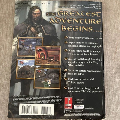 Lord of the Rings Fellowship of the Ring Prima strategy guide used
