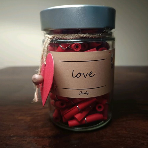 Love jar with 100 red scrolls new