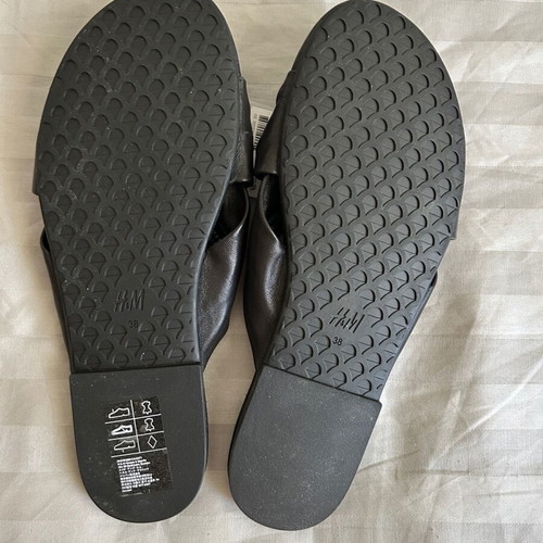 H&M leather slider sandals size 38 new, black