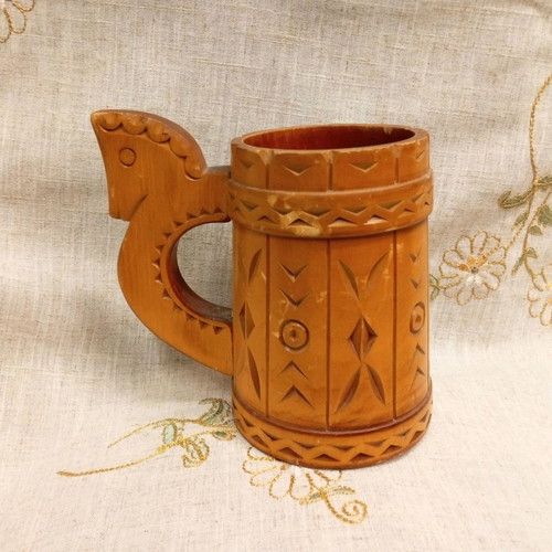 Wooden carved cup used, large size