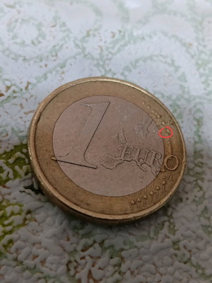 Spanish 1€ coin used with printing error 2011