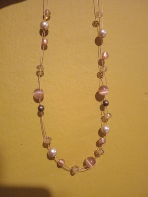 Glass bead necklace with copper threads, early 2000s, new