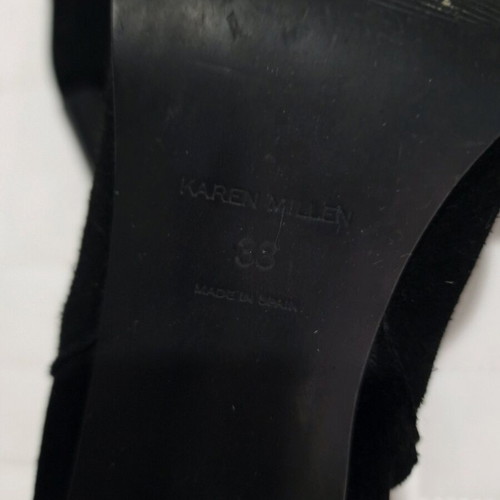 Karen Millen London black suede leather tassel ankle boots like new, size 38