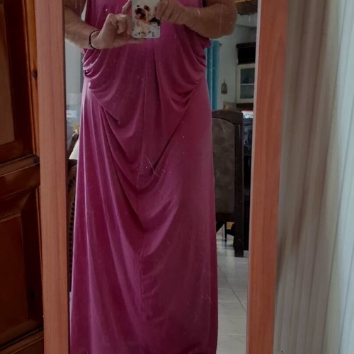Lynne women's dress like new, pink, jersey fabric, versatile draped design