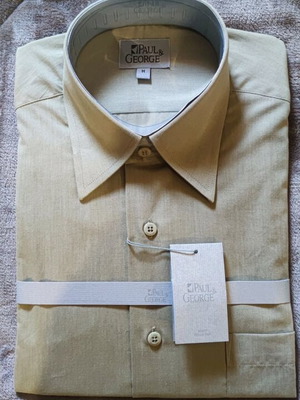 Paul & George shirt new, light khaki long sleeve size M