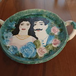 Platter with painted couple, like new