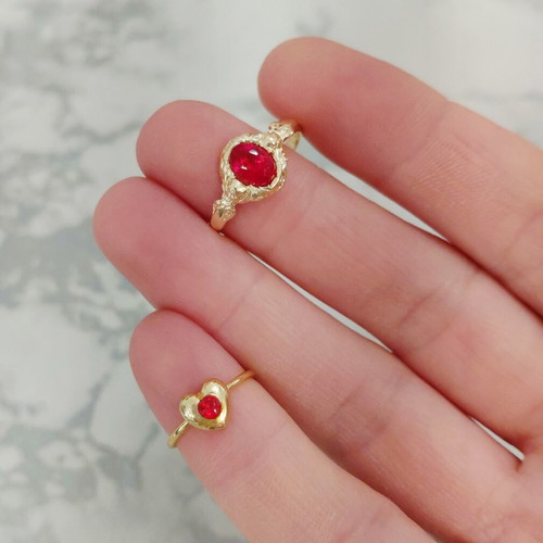 Vintage women's and children's ring 1960s, aluminum alloy, red and gold