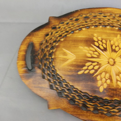 Wooden fruit plate used, vintage