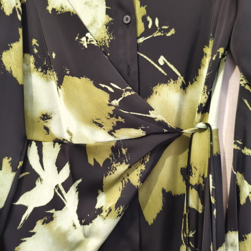 Satin Wrap Maxi Dress Medium with Abstract Print like new