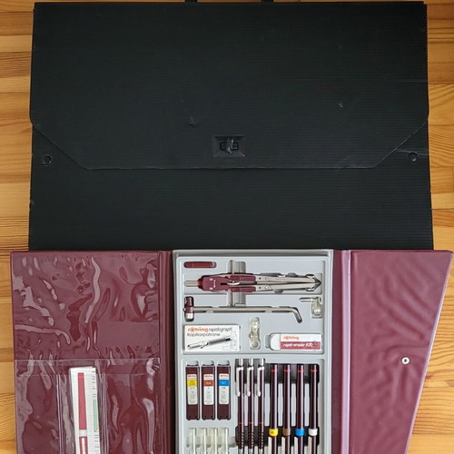 Rotring High Tech Set with 4 rapidographs, mechanical pencils and accessories, drawing bag