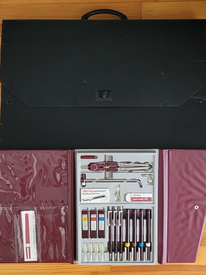 Rotring High Tech Set with 4 rapidographs, mechanical pencils and accessories, drawing bag