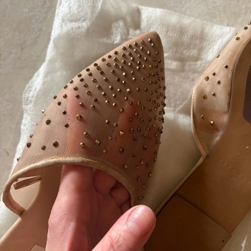 Zara mesh satin nude mules like new