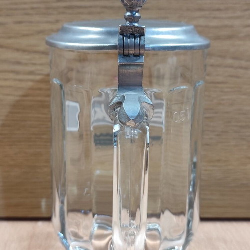 Heineken beer glass mug 500ml used with metal lid from Athenian Brewery