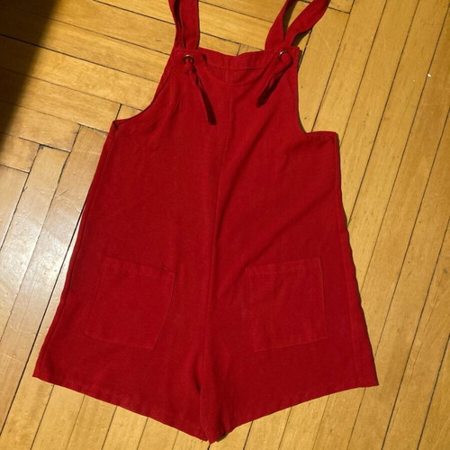 Jumpsuit shorts used, red, size S