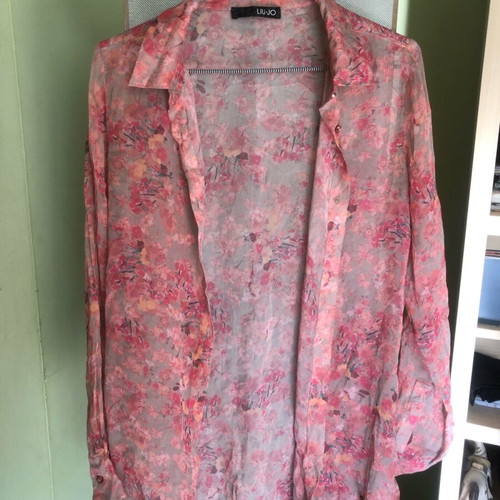 Liu Jo silk shirt new, size M, pink with Japanese garden pattern