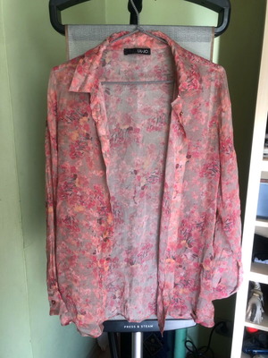 Liu Jo silk shirt new, size M, pink with Japanese garden pattern