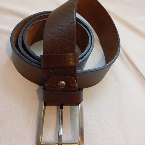 Men's leather belt 130cm used, brown, genuine leather