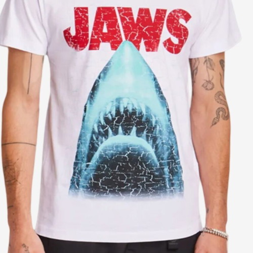Difuzed Jaws T-shirt, size Small, white and blue
