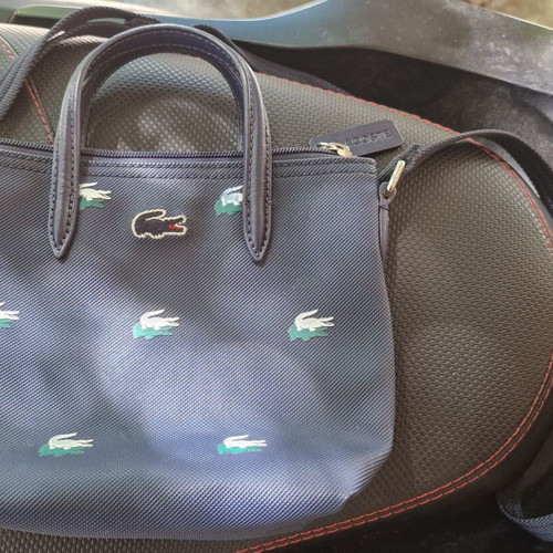 Lacoste Croc Print Mini Cross-Body Bag used, blue