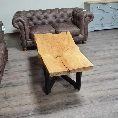 Solid wood coffee table with metal legs new, handmade